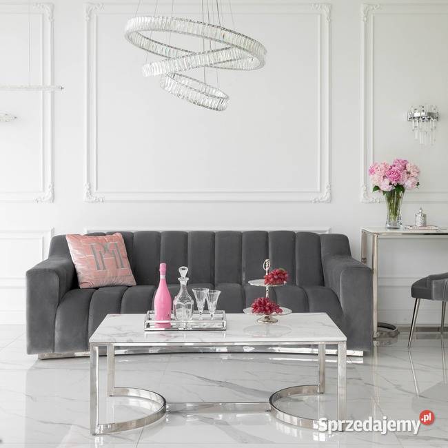 Nowoczesna sofa 3 osobowa szara na srebrnej Warszawa