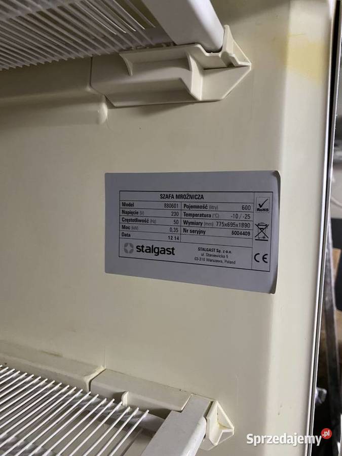 Szafa Mroźnicza Zamrażarka Stalgast 600L Model Gastronomia Czarlin