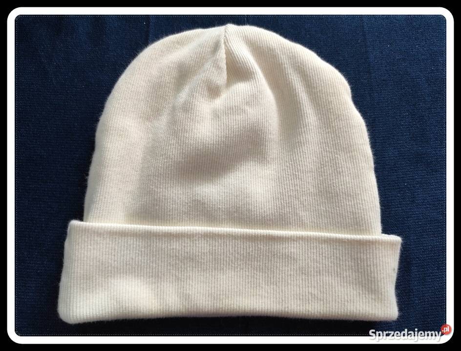 Jasna kremowa czapka damska beanie Dla kobiet Płock