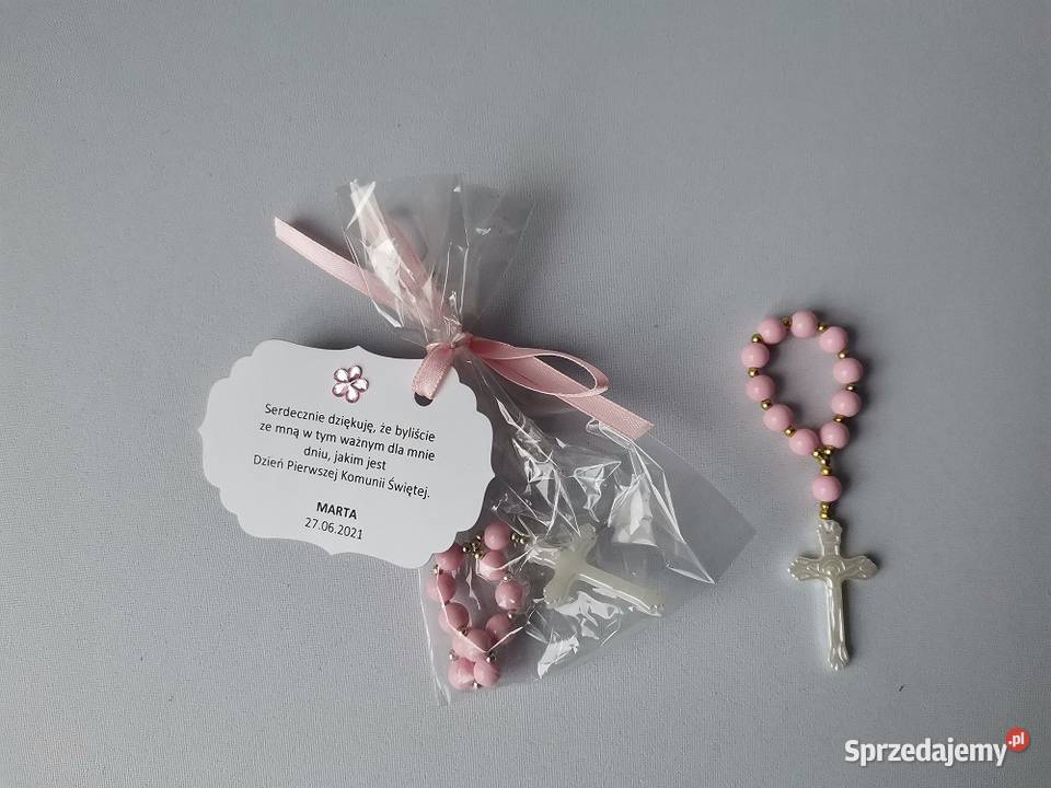 Podziękowania Komunia Różaniec Różowy A1 sprzedam