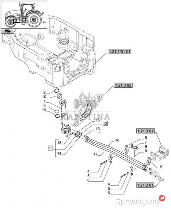 Holland T6010 Siłownik double acting 55mm rod