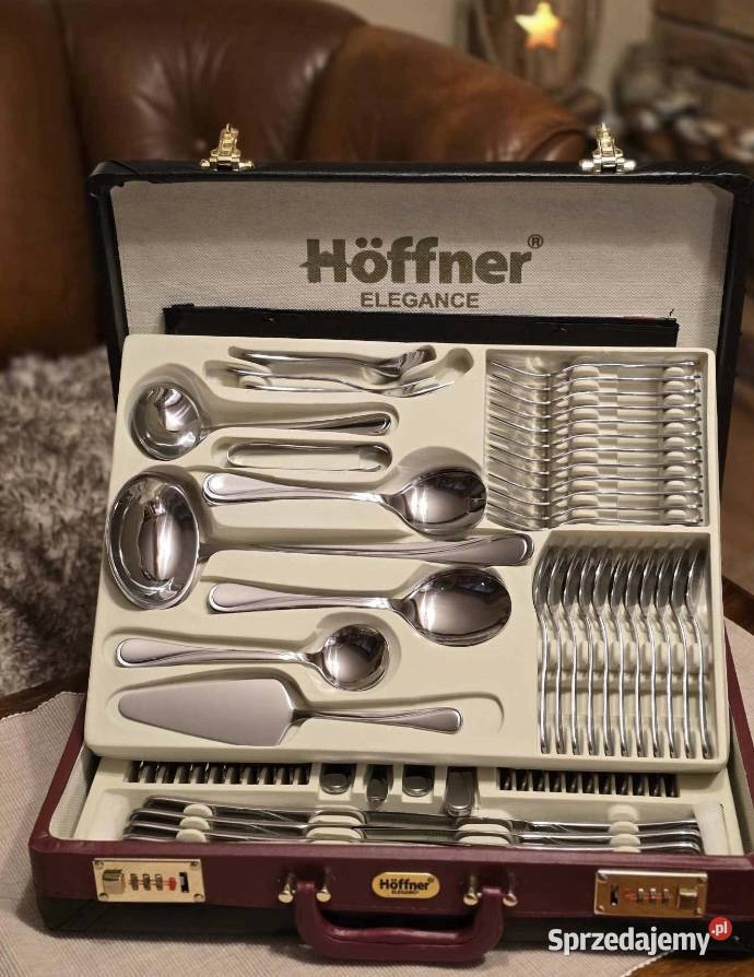 299 Walizka czarno brązowa sztućce Hoffner na 12 Dom i Ogród