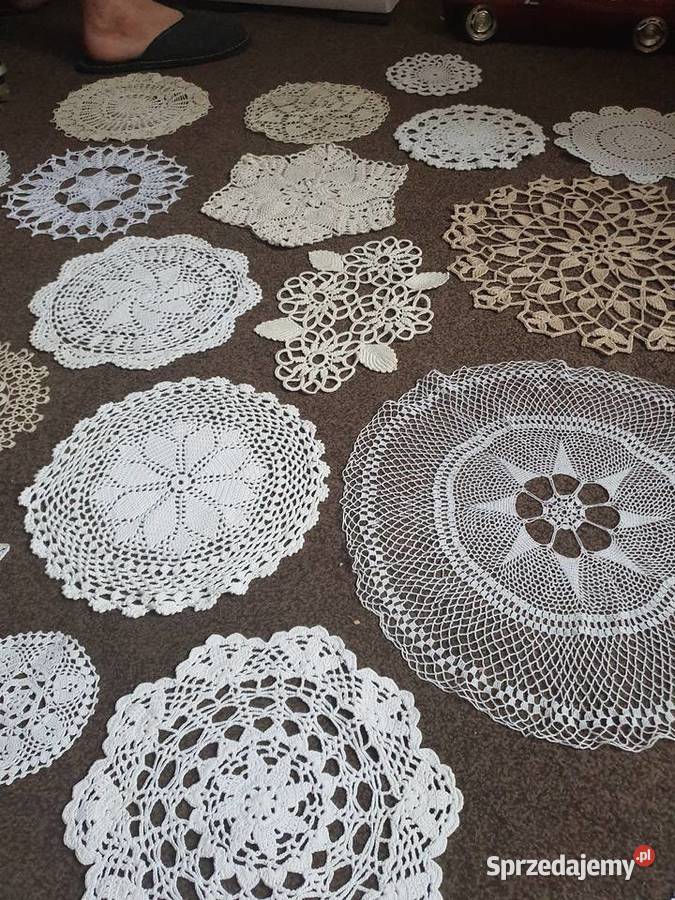 serwetki okrąłe szydelkowe rękodzieło Zabrze