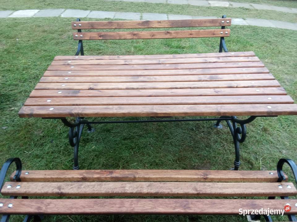 Ławka ogrodowa drewniana żeliwna mocna Świdwin