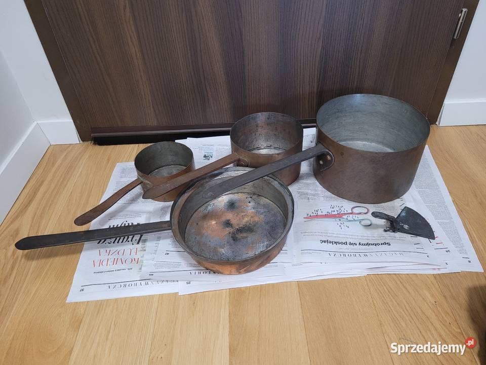 Garnki miedziane ciężkie stare