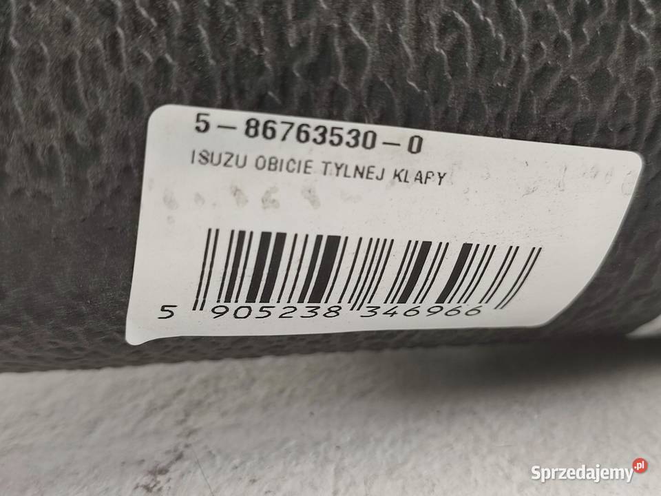 TAPICERKA KLAPY TYŁ ISUZU D 2007 NOWA ORYGINALNA sprzedam
