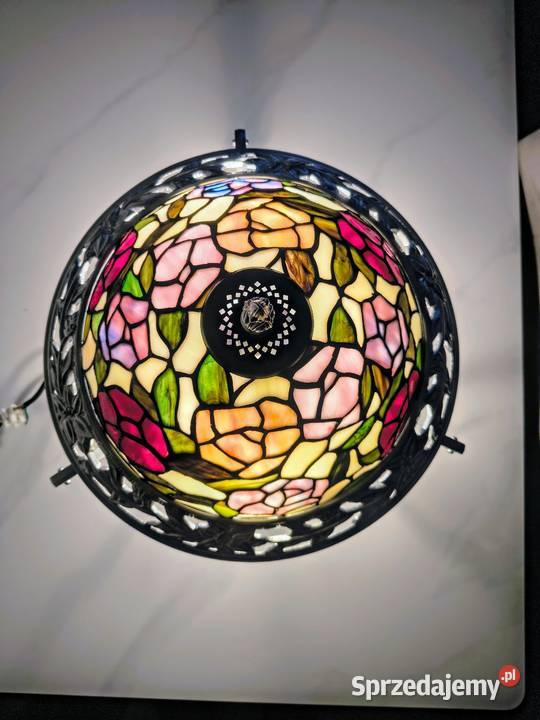 Tiffany lampa wisząca witrażowa plafon kwiaty Zaręba