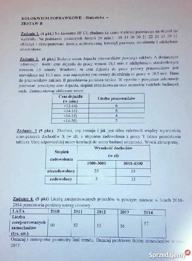 Matematyka Statystyka Pogotowie Pomoc Online Warszawa