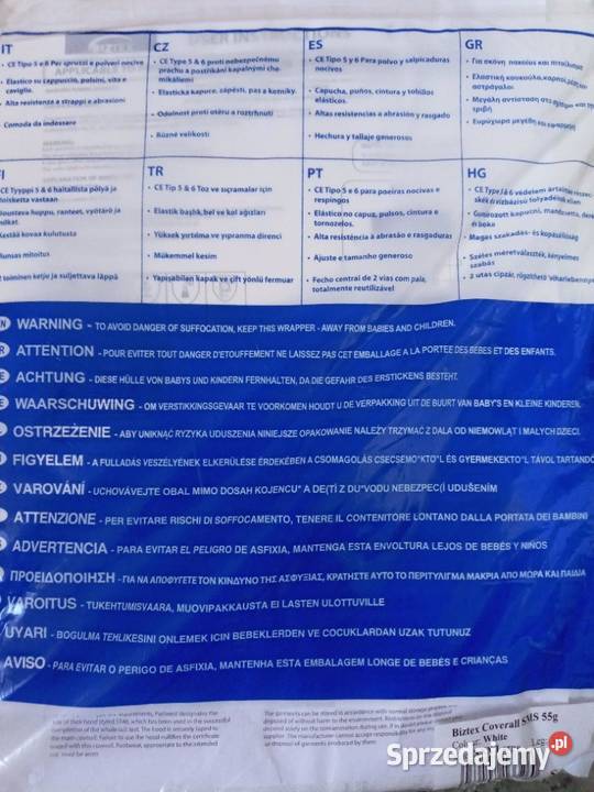 Kombinezon ochronny BIZTEX typ 56 okulary Rzeszów sprzedam