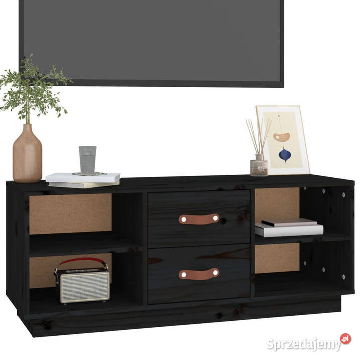 Szafka pod TV czarna 100x34x40 lite drewno Warszawa