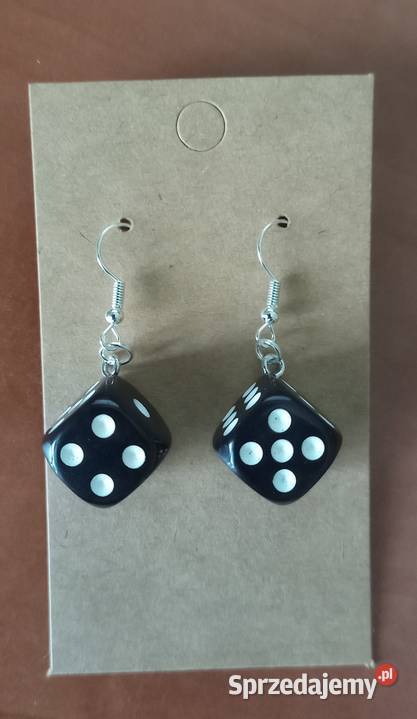 Kolczyki Kości do gry czarne 3D 11 handmade sprzedam