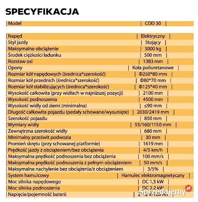 Nowy Wózek paletowy elektryczny z platformą 3 Wschowa