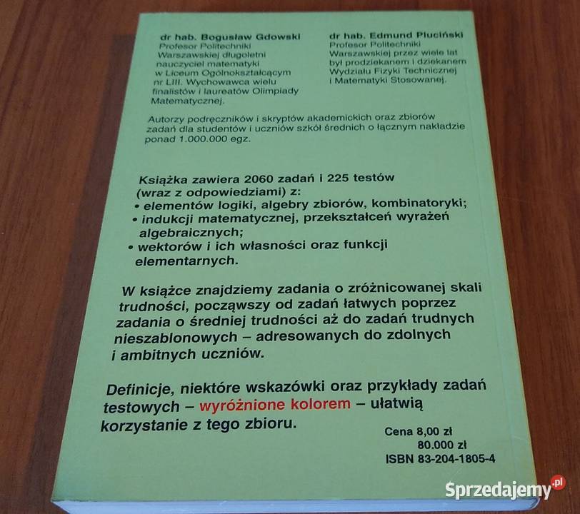 Zadania i testy z matematyki uczniów szkół Gdańsk sprzedam