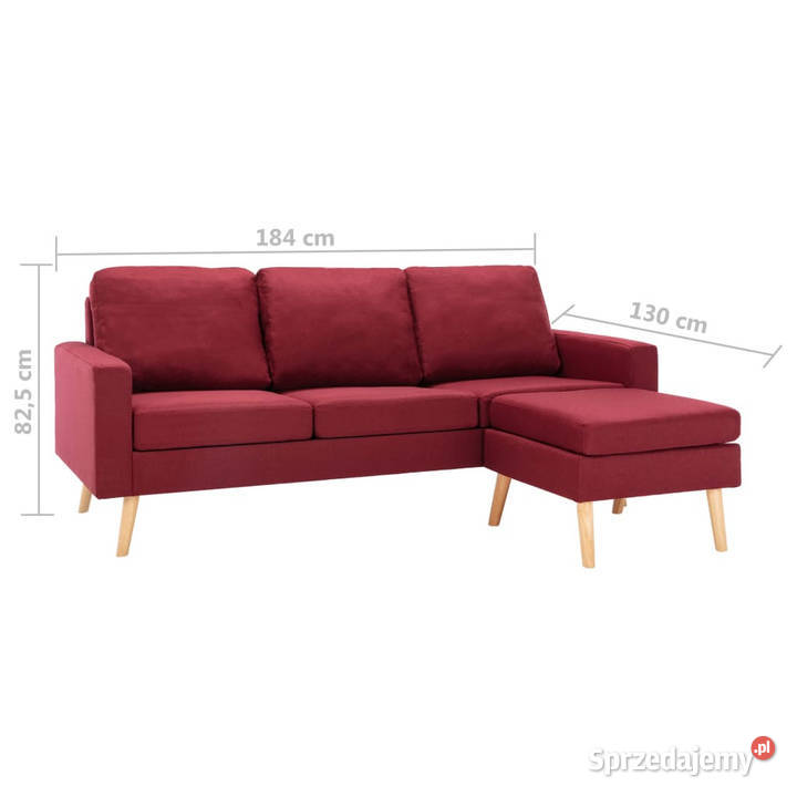 3osobowa sofa z podnóżkiem winna czerwień mazowieckie Warszawa sprzedam