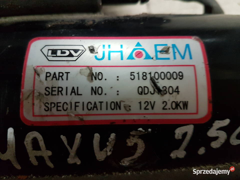 LDV MAXUS CONVOY 25 CRDI 25 CRD ROZRUSZNIK JHAEM Rok produkcji 2009 Turek