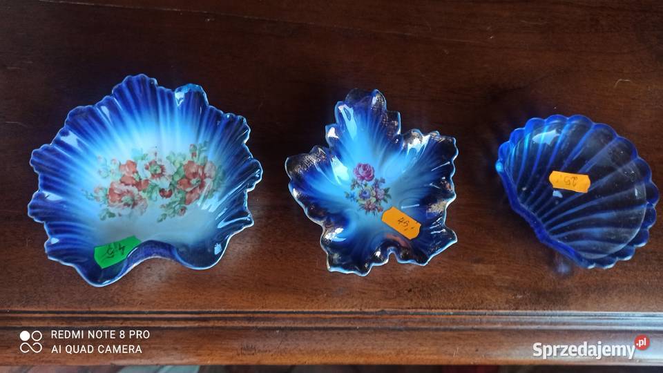 Muszelka porcelana kobaltowa pomarańczowe kwiaty Porcelana i szkło Gdańsk