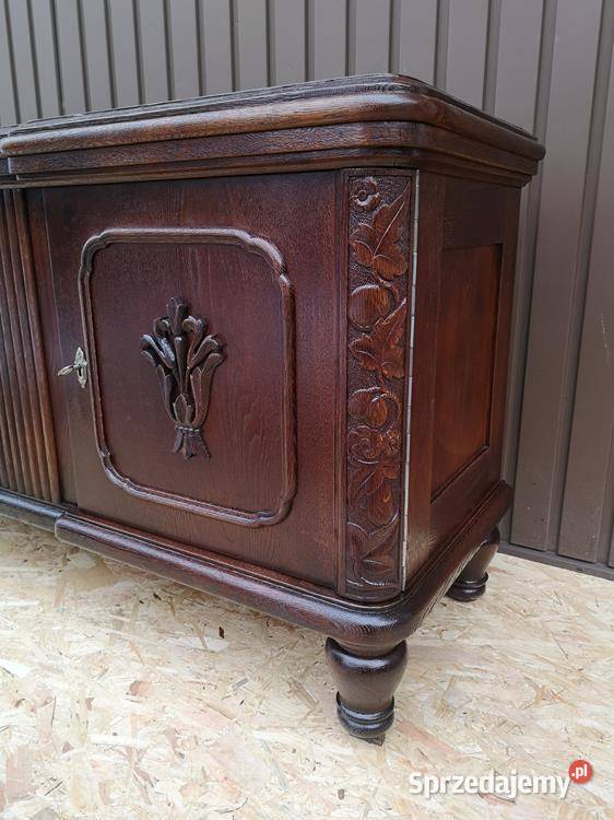 Komoda Niska RTV Dębowa Zgrabna Stara Antyk