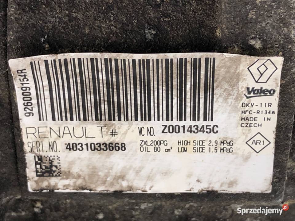 SPRĘŻARKA KLIMATYZACJI DACIA DOKKER 926009154R osobowe