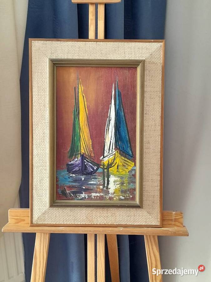 Kolorowe żaglówki obraz olejny mazowieckie Iłża