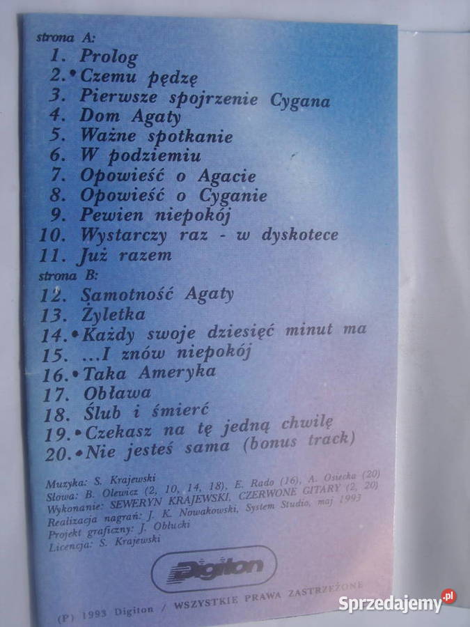 Kaseta SEWERYN KRAJEWSKI UPROWADZENIE AGATY 1993 Wołów