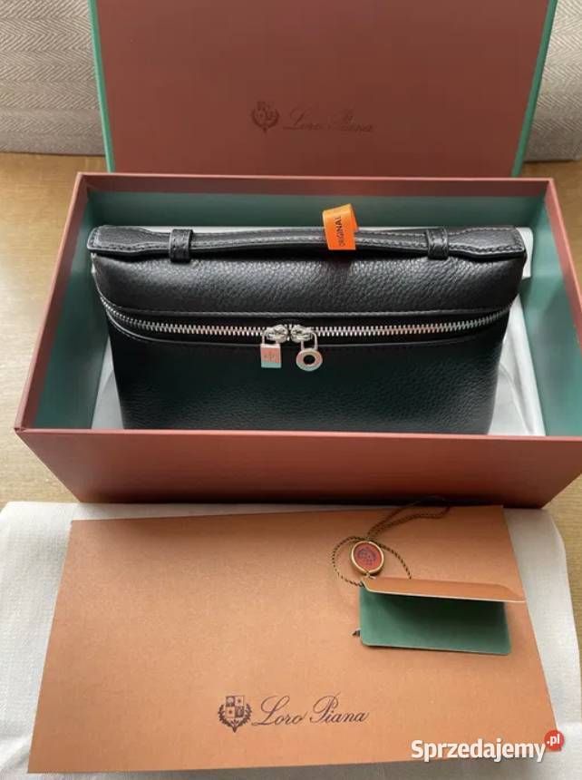 Torebka Loro Piana L19 w pudełku czarna skóra