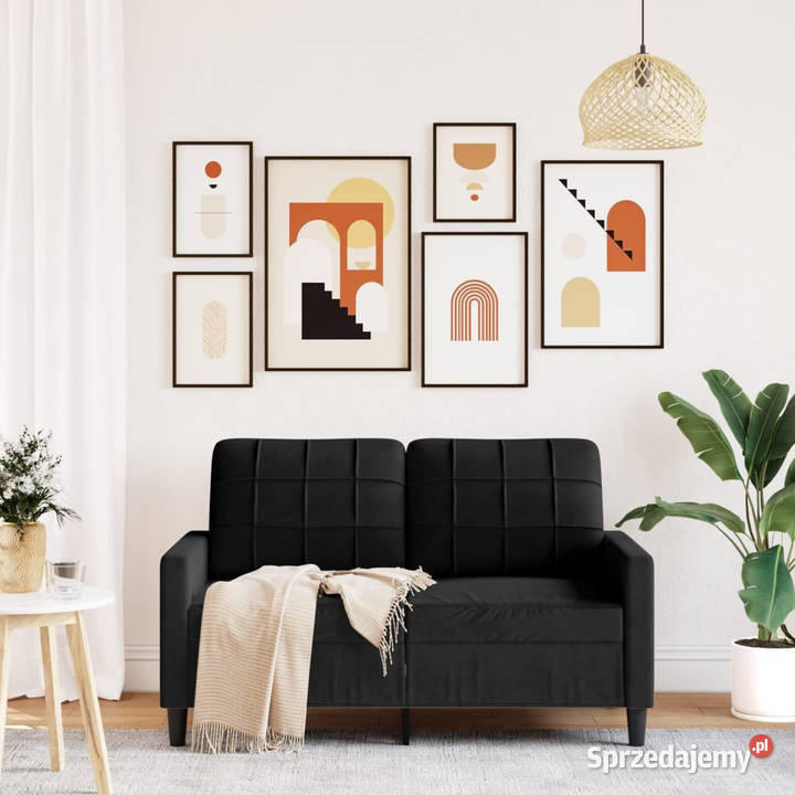 Sofa 2osobowa czarna 120 tapicerowana aksamitem Warszawa