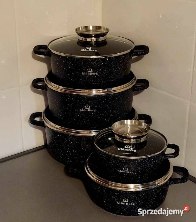 Garnki marmurkowe 5 czarne szare