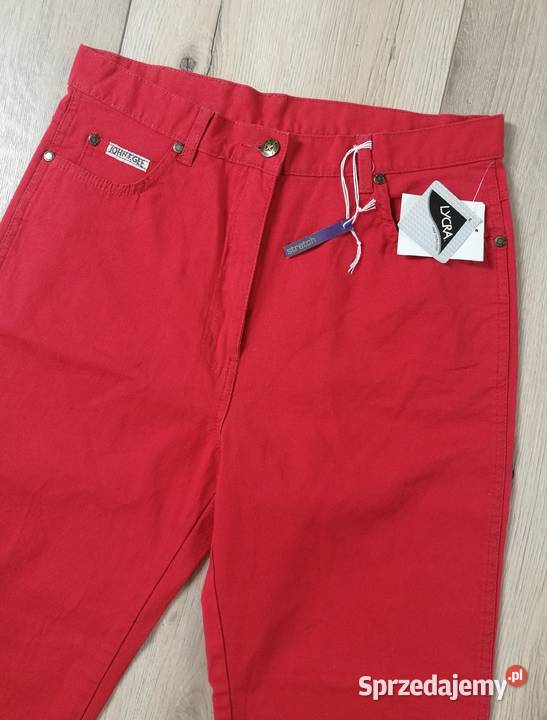 Nowe spodnie stretch JOHN FGEE czerwony Moda i Styl Dębica