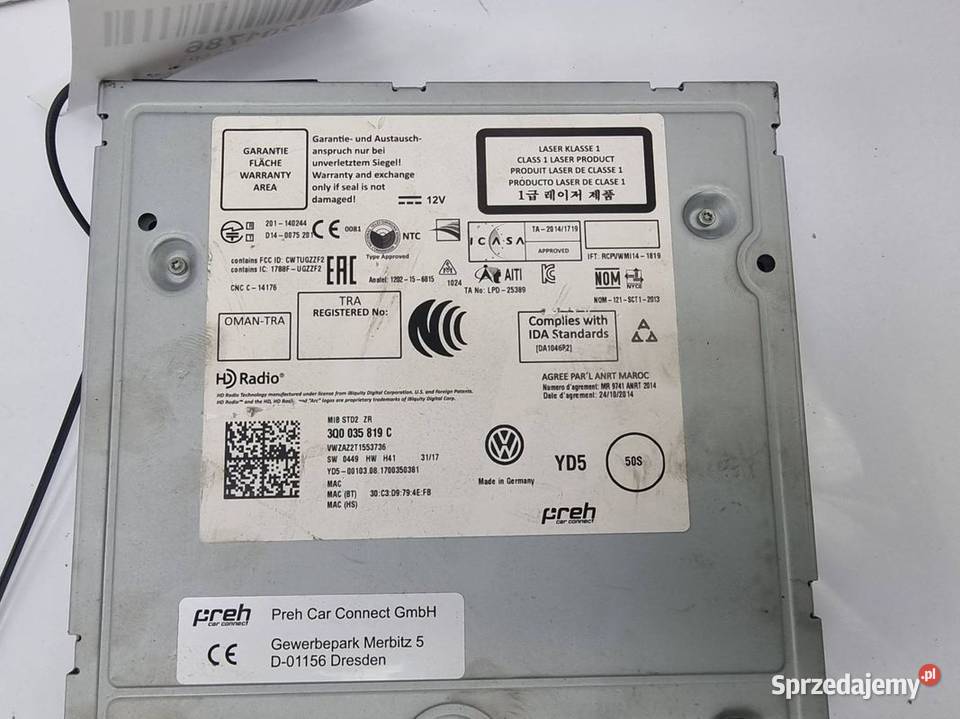 ZMIENIARKA CD VOLKSWAGEN GOLF VII 3Q0035819C Pozostałe