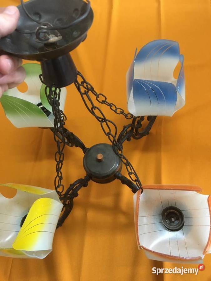 Lampa żyrandol vintage retro z czasów PRL Sępólno Krajeńskie
