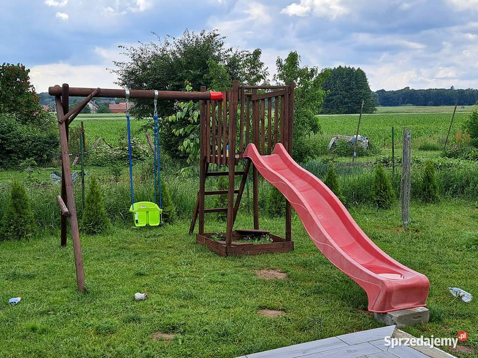 Plac zabaw huśtawka ŚLIZG drewno Byczyna