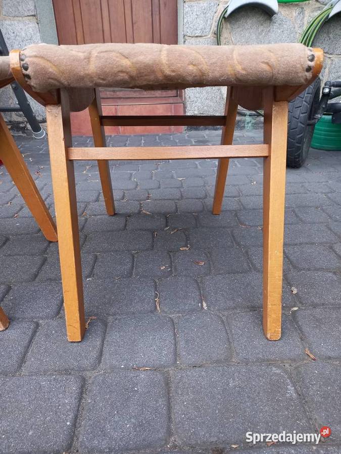 Stare podnóżki taborety stołki PRL vintage Rawicz
