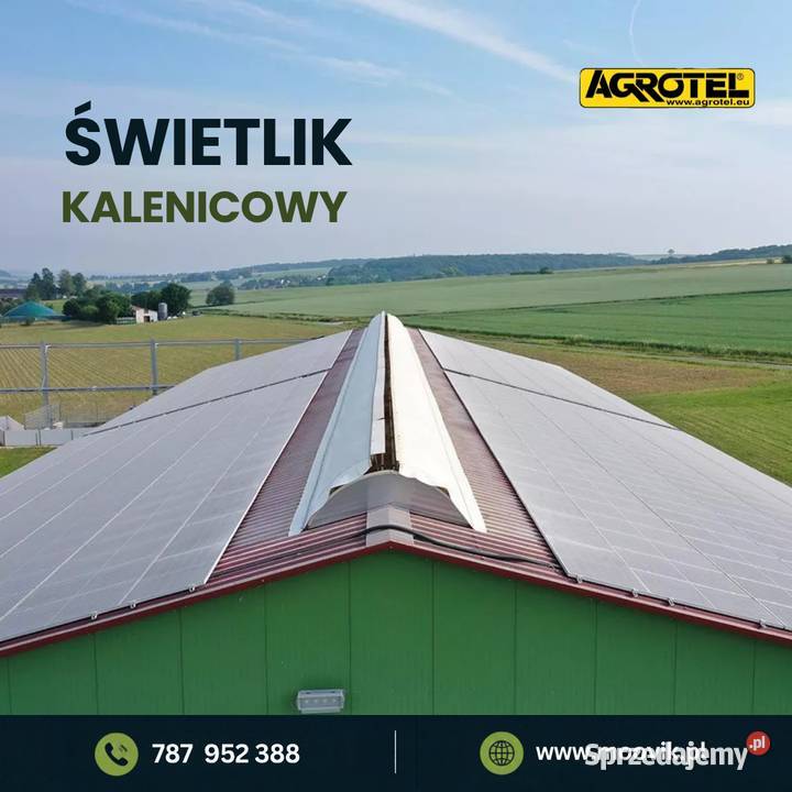 Świetlik kalenicowy do obory Agrotel wentylacja Hodowla bydła