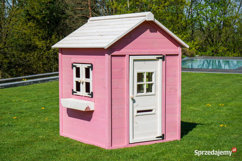 Drewniany domek ogrodowy dzieci Pink Trzemeśnia