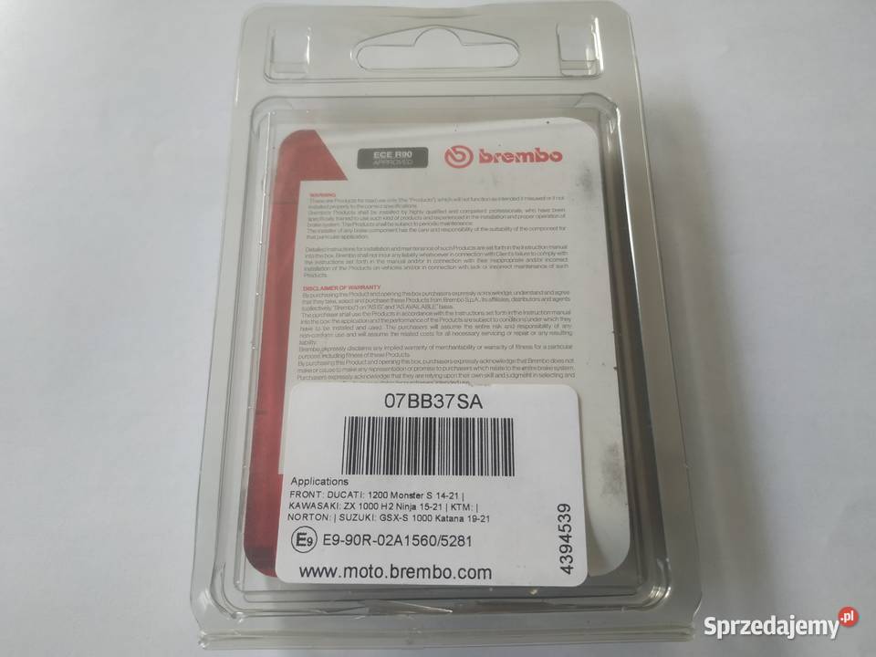 KLOCKI HAMULCOWE BREMBO 07BB37 SA DB7 1100 Omero śląskie Zabrze