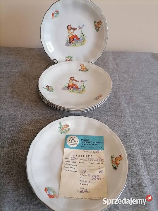 Pięć talerzy Dziecięcych krasnal PRL Wałbrzych