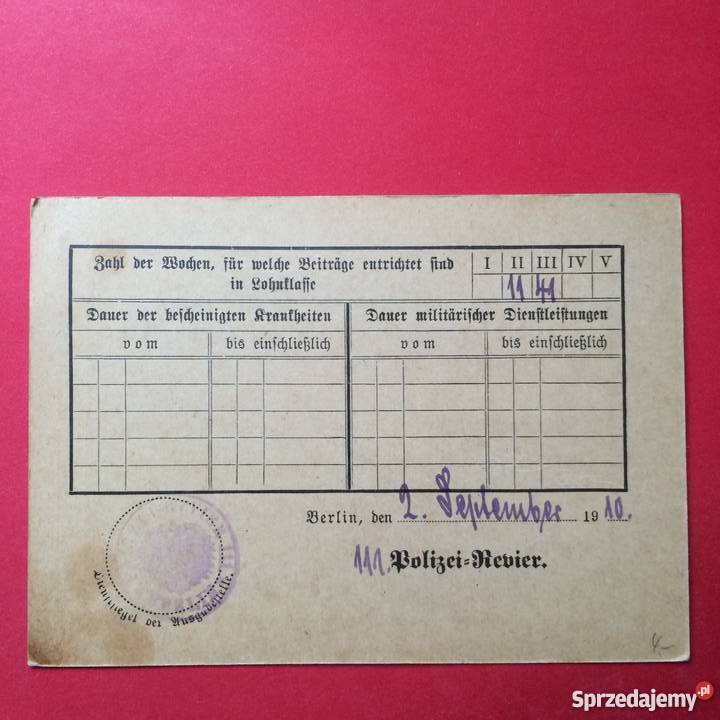 Dokument niemiecki Szczecin sprzedam