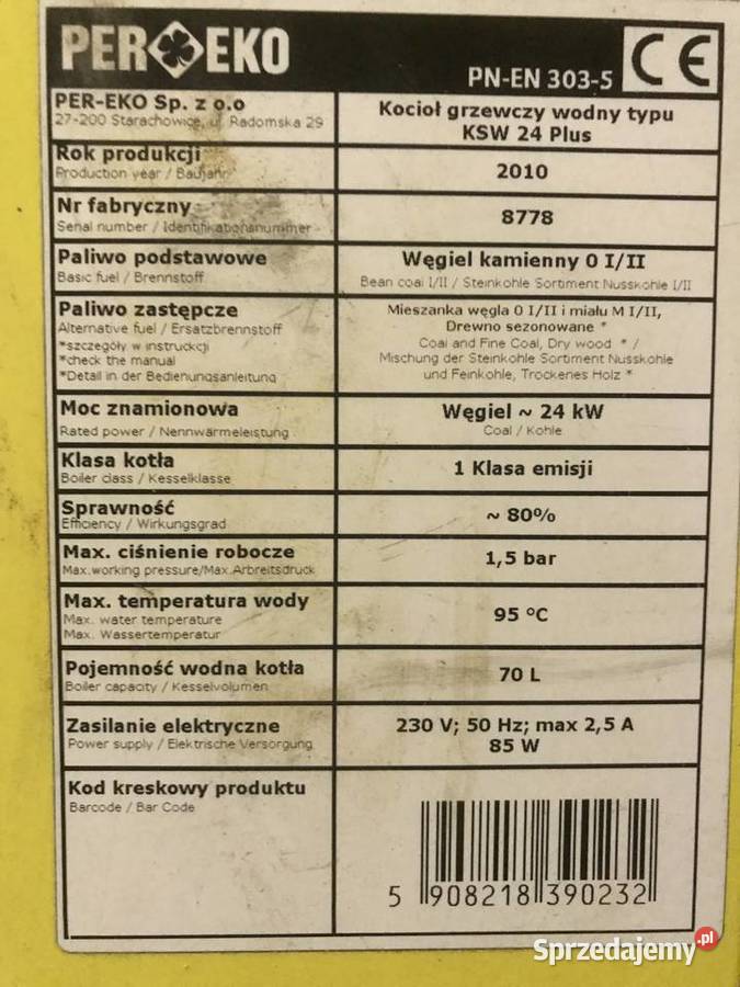 Piec Per Eko KSW 24 PLUS CO węgiel