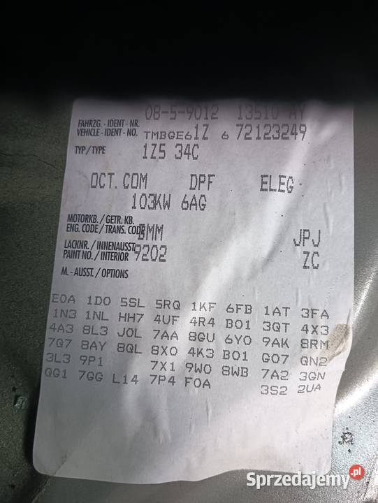 Klapa Octavia II Lift kombi kompletna w kolor sprzedam