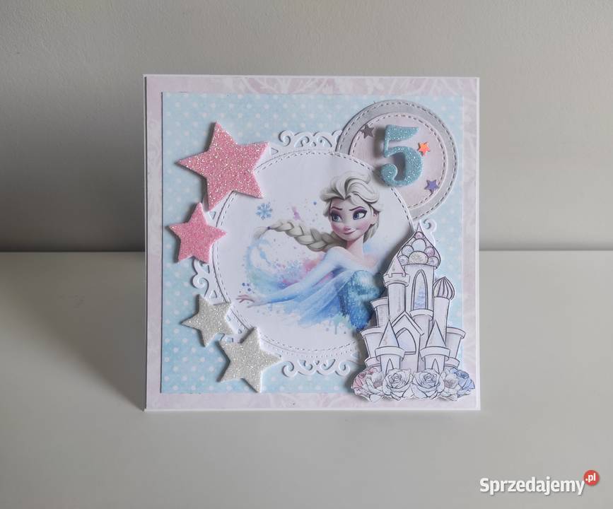 Kartka ręcznie robiona na urodziny ELSA Kraina Łódź