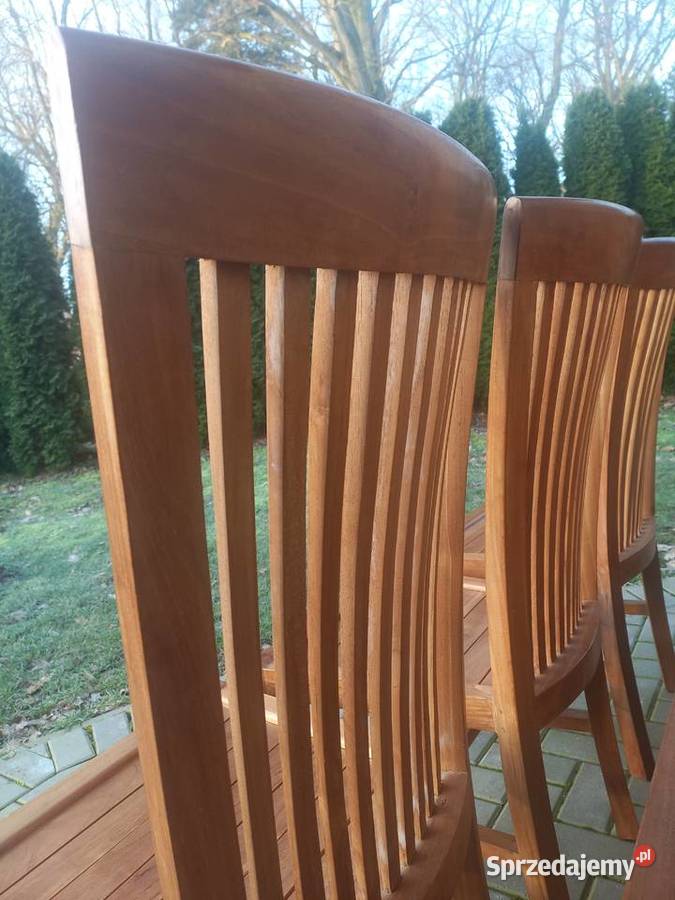 Krzesła tekowe drewniane 2 kolonialne twarde Gawroniec