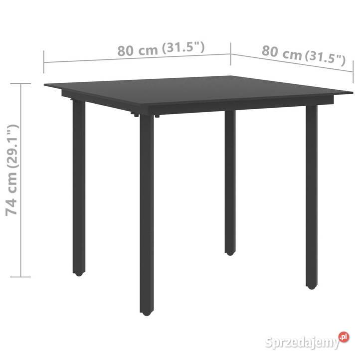 Stół ogrodowy czarny 80x80x74 stal i szkło Warszawa sprzedam