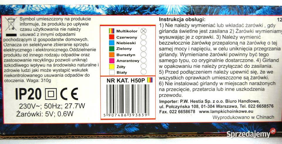 Lampki choinkowe perłowe multicolor Hestia 50 Lublin sprzedam