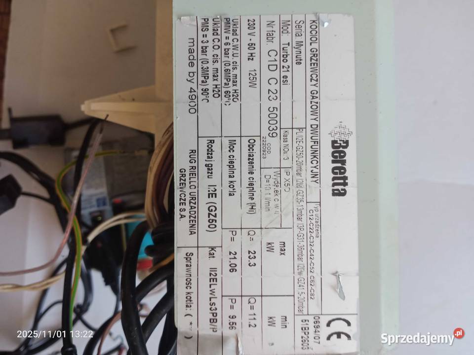 Beretta Mynute płyta główna sterownik panel Akcesoria grzewcze