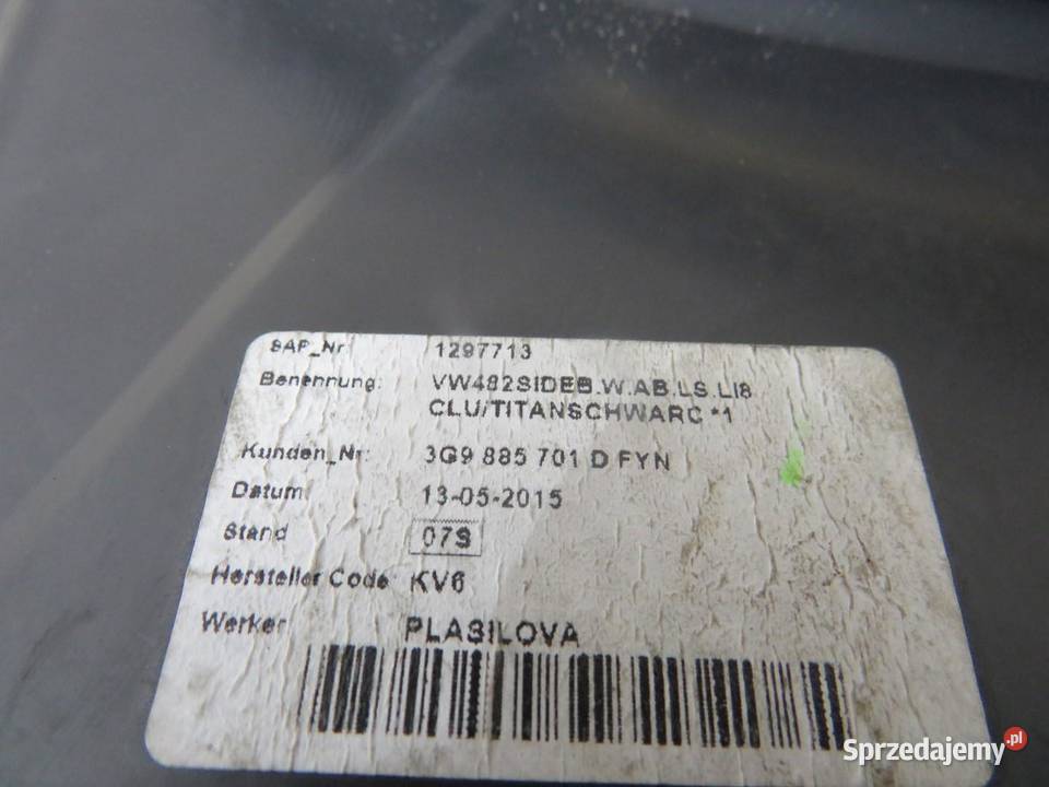 BOCZEK TAPICERKA KANAPY LEWY TYŁ PODUSZKA PASSAT osobowe Tapicerki samochodowe