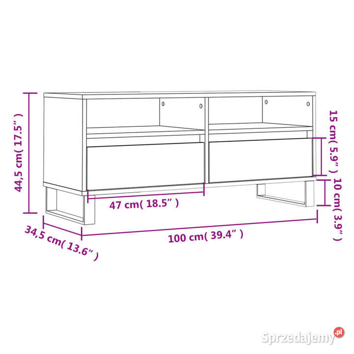Szafka pod TV przydymiony dąb 100x345x445 Warszawa