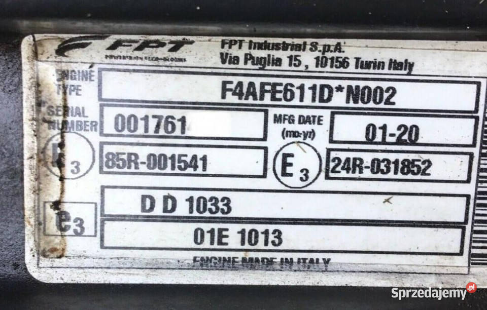 Iveco FPT F4AFE611D Euro 6 Pozostałe wielkopolskie Jastrzębniki