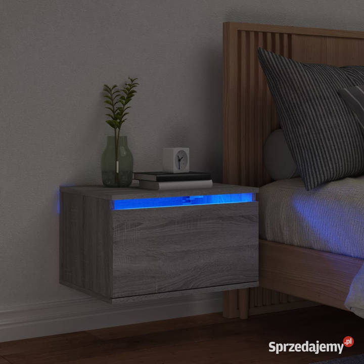 Wisząca szafka nocna z podświetleniem LED szary Warszawa