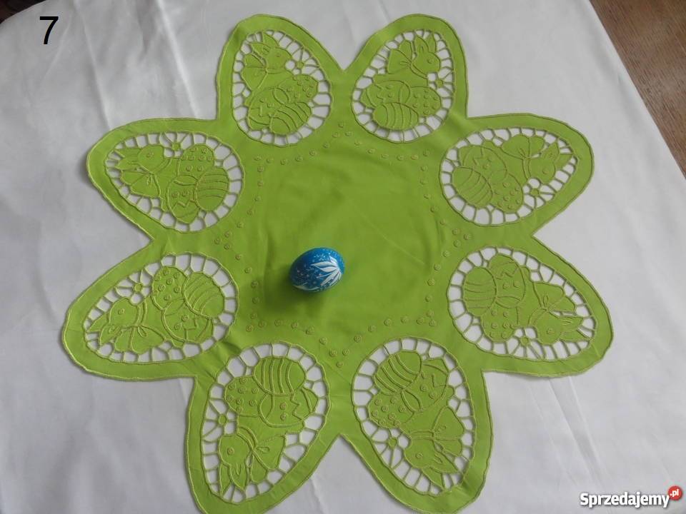 Serwetki kolorowe zielone wyszywane haf odcienie zieleni Obrusy i serwety lubelskie Lublin