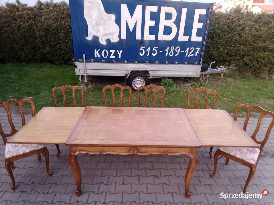 Komplet Stół i 6 krzeseł LUDWIK XVI Dąb